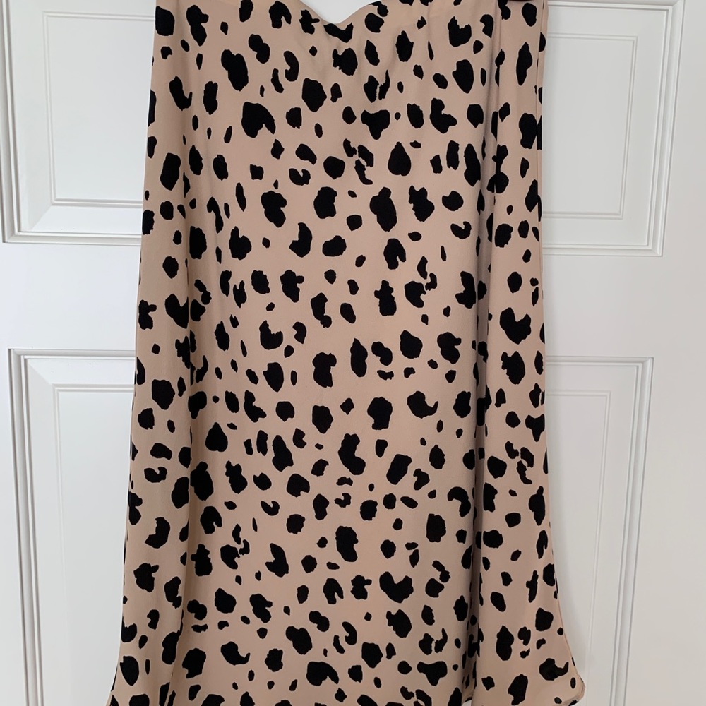 Midi length leopard animal print skirt
